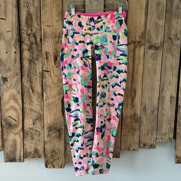 Lilly Pulitzer Luxletic Weekender Midi Pina Colada Club Leggings Size XXS - Picture 2 of 12